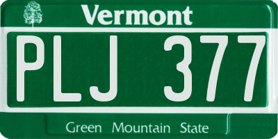 VT license plate PLJ377
