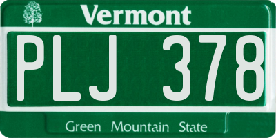 VT license plate PLJ378
