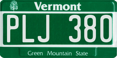 VT license plate PLJ380