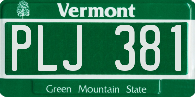 VT license plate PLJ381