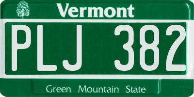 VT license plate PLJ382