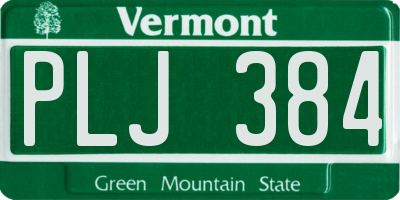 VT license plate PLJ384