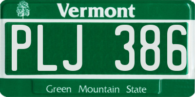 VT license plate PLJ386