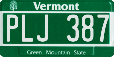 VT license plate PLJ387