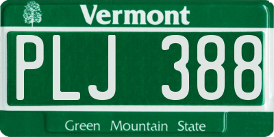VT license plate PLJ388