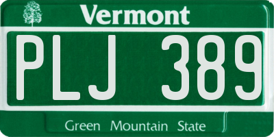 VT license plate PLJ389