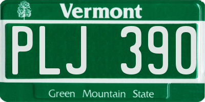 VT license plate PLJ390