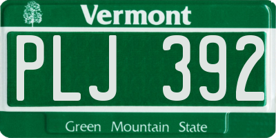 VT license plate PLJ392