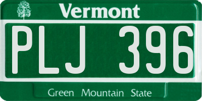 VT license plate PLJ396