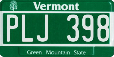 VT license plate PLJ398
