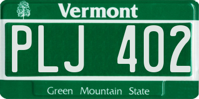 VT license plate PLJ402
