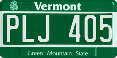 VT license plate PLJ405