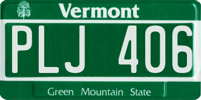 VT license plate PLJ406