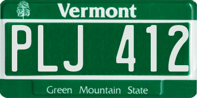 VT license plate PLJ412