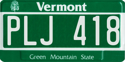VT license plate PLJ418