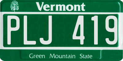 VT license plate PLJ419