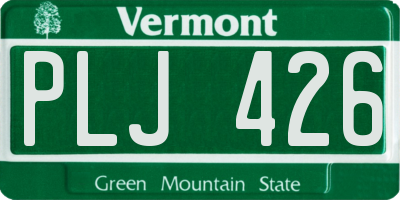 VT license plate PLJ426