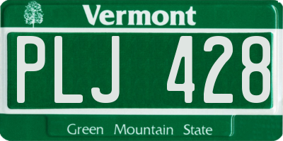 VT license plate PLJ428