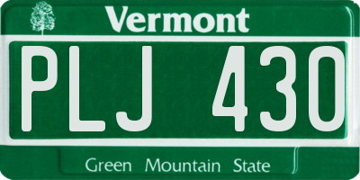 VT license plate PLJ430