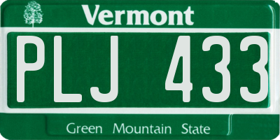 VT license plate PLJ433