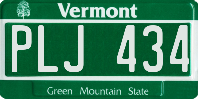 VT license plate PLJ434
