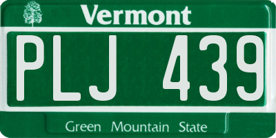 VT license plate PLJ439