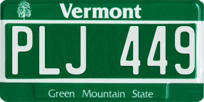 VT license plate PLJ449