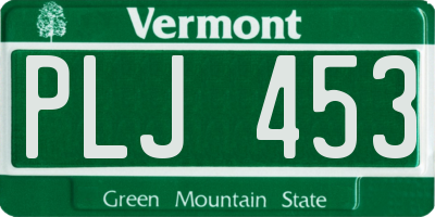 VT license plate PLJ453