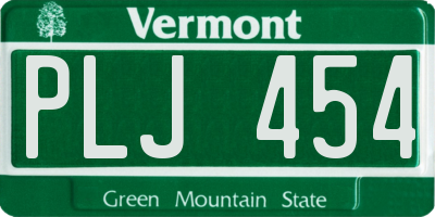VT license plate PLJ454