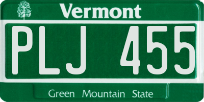 VT license plate PLJ455