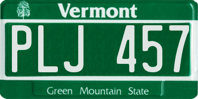 VT license plate PLJ457