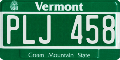 VT license plate PLJ458
