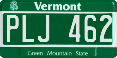 VT license plate PLJ462