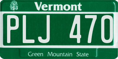 VT license plate PLJ470