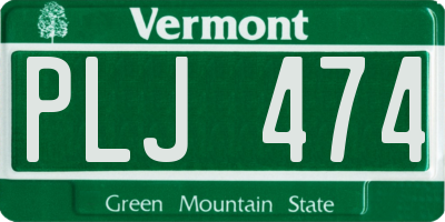VT license plate PLJ474