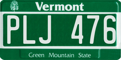 VT license plate PLJ476