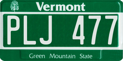 VT license plate PLJ477