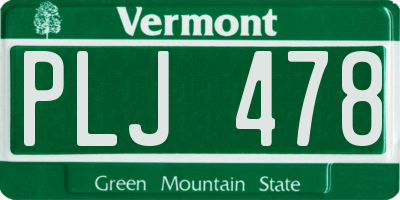 VT license plate PLJ478