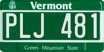 VT license plate PLJ481