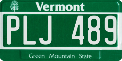 VT license plate PLJ489