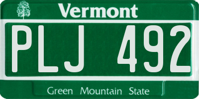 VT license plate PLJ492
