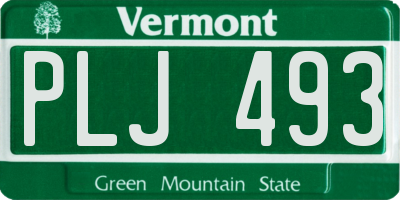 VT license plate PLJ493