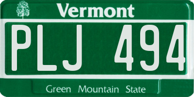 VT license plate PLJ494