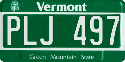 VT license plate PLJ497