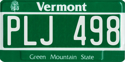 VT license plate PLJ498