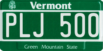 VT license plate PLJ500