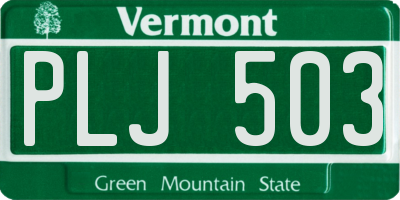 VT license plate PLJ503