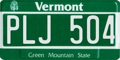 VT license plate PLJ504