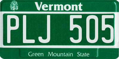 VT license plate PLJ505