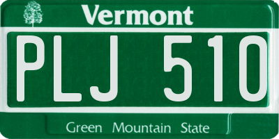 VT license plate PLJ510
